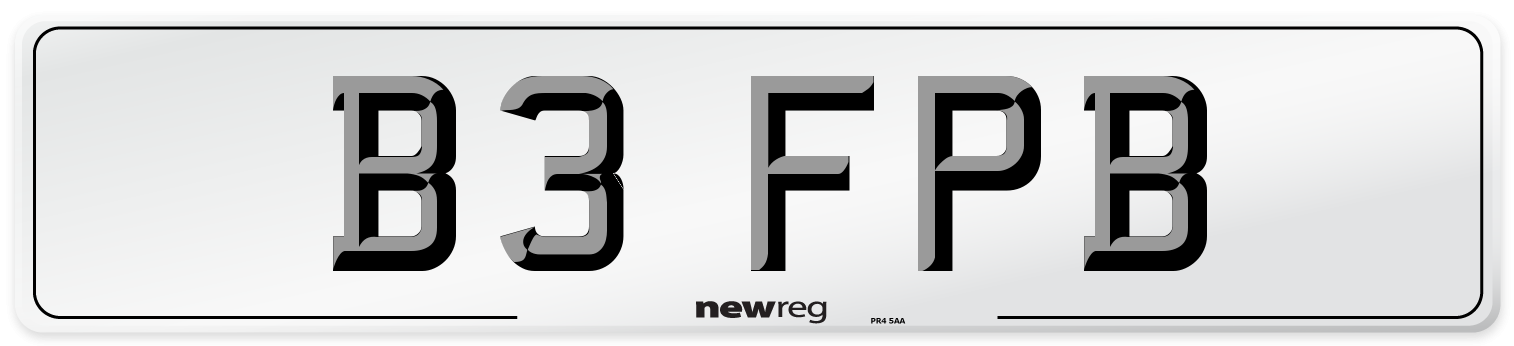 B3 FPB Number Plate from New Reg
